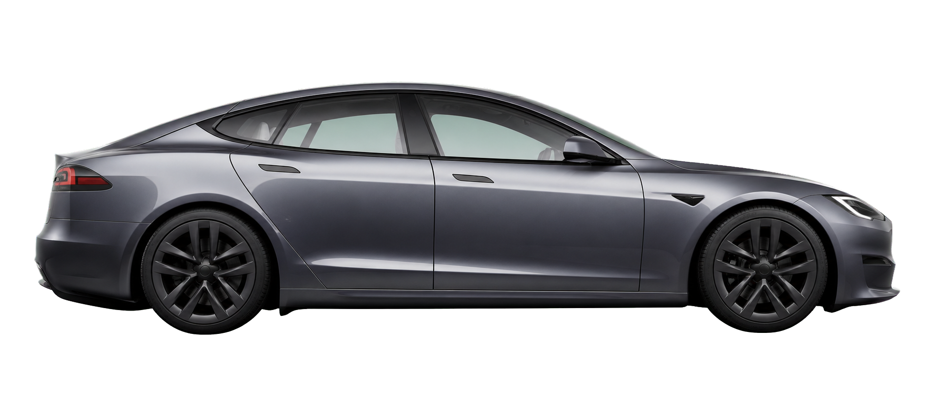 Grey Tesla Model S, side view